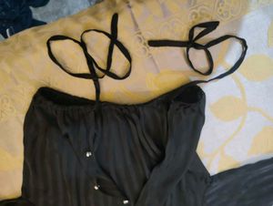 Chic Black Striped Button-Up Shirt