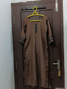 Elegant Brown Kurta with Embellishments