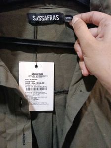 Olive Green Belted Shirt Dress (size-S)