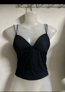Chic Black Spaghetti Strap Bikini Top
