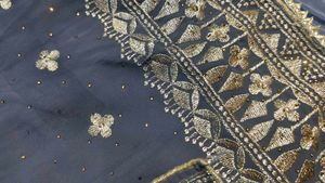 Elegant Grey Kurta Set with Gold Embroidery