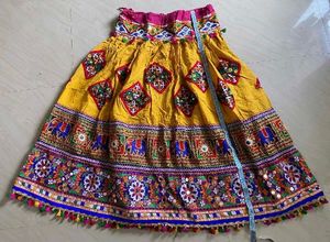 Vibrant orange &amp; Blue Embroidered Lehenga Choli