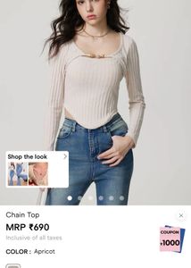 Chic Chain Detail Ribbed Top