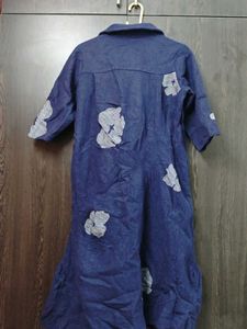 Blue Floral Button-Down Dress