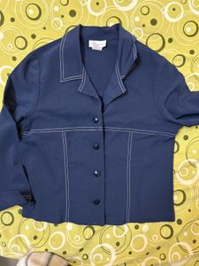 Navy Blue Blazer Top