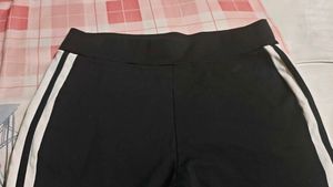 Black Track Pants with White Stripes
