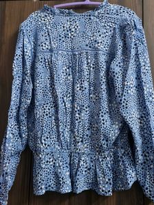 Marks &amp; Spencer Blue Printed Peplum Top