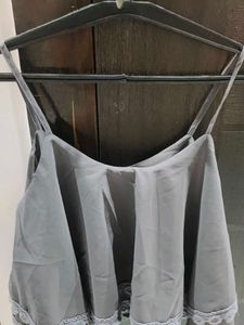 Elegant Gray Lace Trim Cami Top