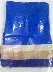 Dupatta velvet flower designer piece colour blue