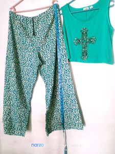 Cute Green Tank &amp; Pants Set