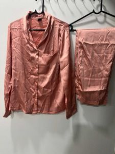Rose Satin Night Suit