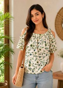 Floral Cold Shoulder Top