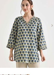 SALE! Rustorange Blue Cotton Printed Short kurti