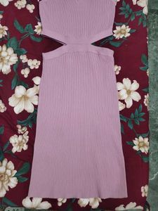 Lavender Cut-Out Ribbed Midi Dress