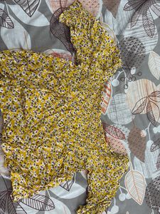 Yellow Off Shoulder Floral Smocked Top