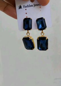 Elegant Blue Gemstone Drop Earrings