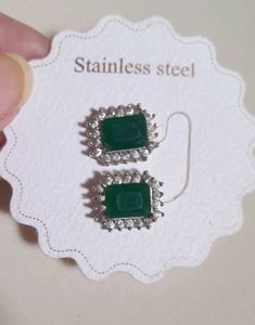 Elegant Emerald Stud Earrings