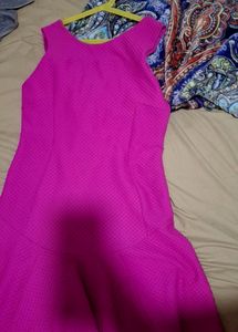 Vibrant Pink Textured Fit &amp; Flare Dress xl size