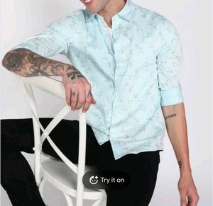 Flying Machine Light Blue Floral Print Shirt