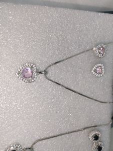 American Diamond Silver Pendant Set