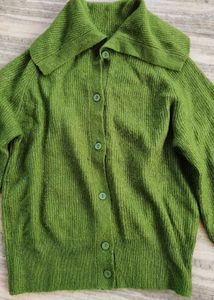 Green Button-Down Cardigan