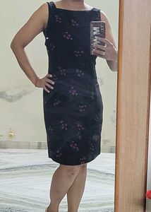 Black Printed Sleeveless Dress Never Used