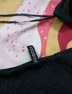 Black Smocked Crop Top