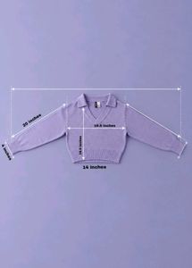LAVENDER V-NECK COLLARED KNIT SWEATER