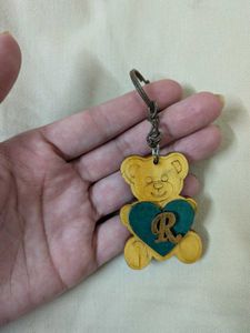 Cute Teddy Bear Keychain with "R"