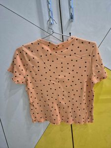 Polka Dot Ribbed Top