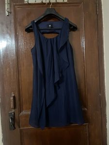 Elegant Navy Blue Ruffle Dress