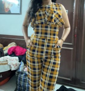Stylish Plaid Jumpsuit