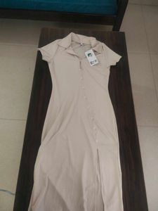 NEW ME Beige Striped Button-Up Shirt
