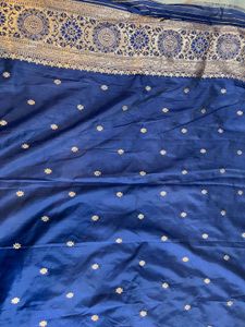 Royal Blue Saree with Gold Brocade