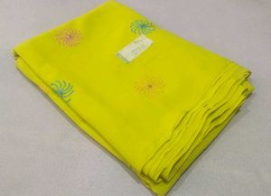 Vibrant Lime green Embroidered Saree