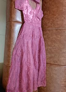 Elegant Mauve Party Wear Gown With Dupatta