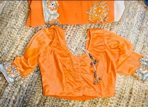 Elegant Orange Ombre Embroidered Saree