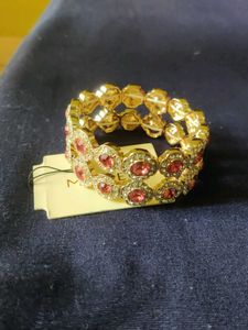 Monet Gold Tone Red Stone Bracelet