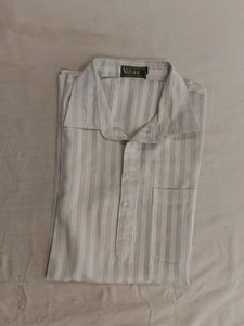 Men's Striped Kurta white n Silver