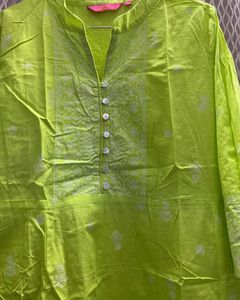 Lime Green Embroidered Anarkali Kurta