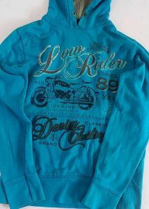 Vtg Blue "Low Rider" Graphic Hoodie
