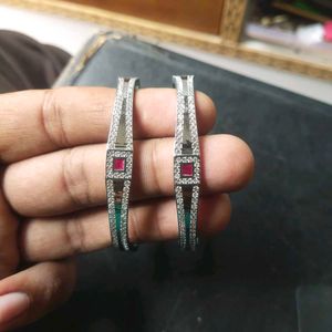 Pure silver Rhodium polish CZ bangles