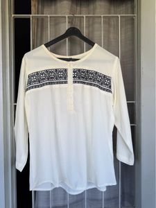 White Kurta with Embroidered Yoke