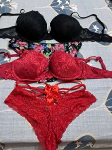 combo Of Four Imported Fabric Bra N Panty  set