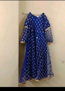 Combo Elegant White Ethnic Gown and blue dress