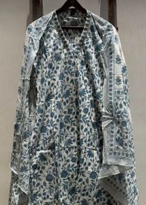 Blue floral kurta set