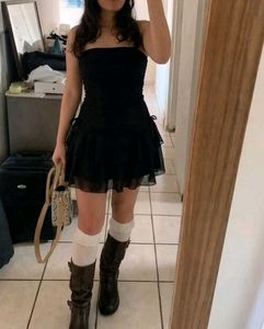 y2k Chic Black Strapless Mini Dress