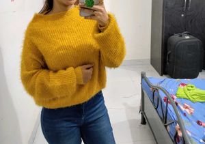 Mustard Fuzzy Knit Pullover