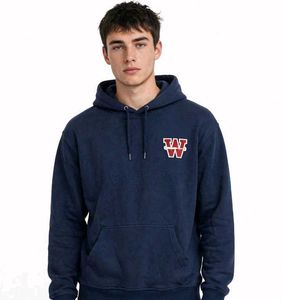 Navy Blue Varsity Hoodie with W Patch