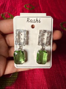Green Gemstone Drop Earrings